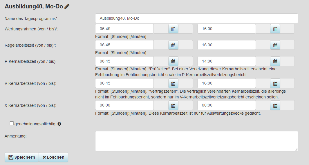 Daily program screenshot