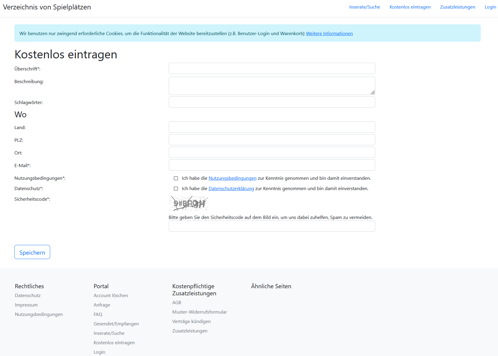 Abo Online-Portal (Seite "Eintragen")